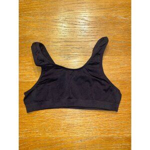Black Nylon Sports Bra Womens Exercise Activewear Top Medium